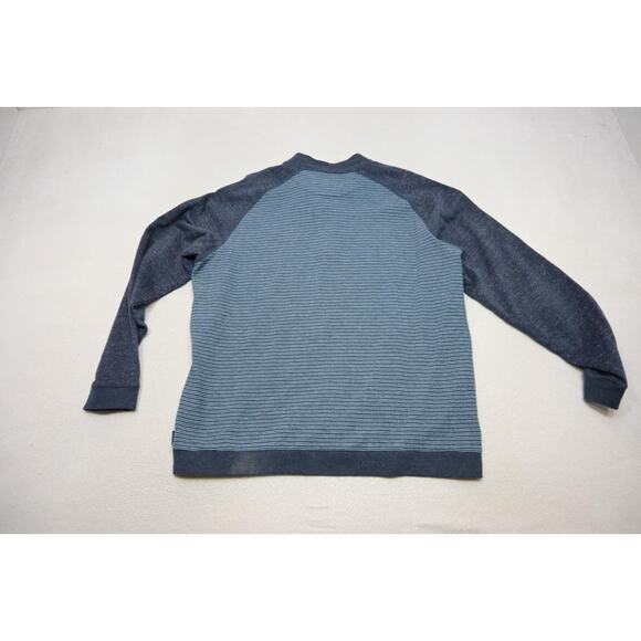 Fish Hippie 1/4 Zip Sweater Casual Blue Striped Pullover Mens Sz XL - Picture 9 of 9